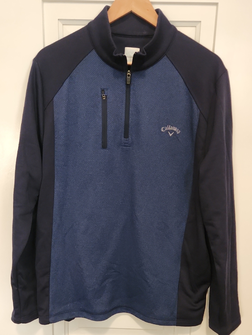 Callaway Two-Tone Navy Blue Quarter Zip Pullover LG